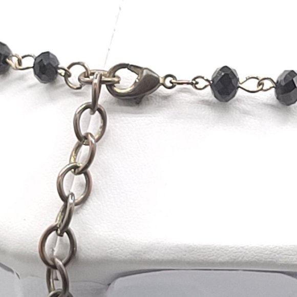 Womens Gold Tone Metal and Black Beaded Fashion Necklace Tassel Pendant 24 in - Picture 6 of 9